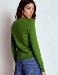 Boden Emilia Cotton Crew Cardigan - Promenade Green