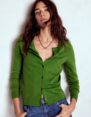 Boden Emilia Cotton Crew Cardigan - Promenade Green