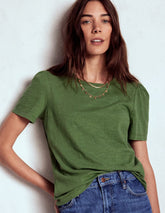 Boden Cotton Puff Sleeve T-shirt - Safari Green