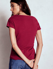 Boden Supersoft Boat Neck T-shirt - Burgundy Red