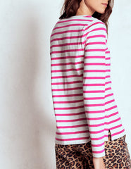 Boden Olivia Long Sleeve Breton - Pink Peony Stripe