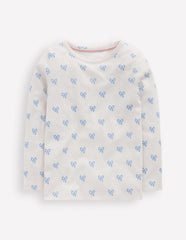 Boden Long Sleeve Pointelle Top - Multi Bows