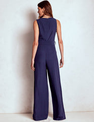 Boden Gwen Slash Neck Jumpsuit - Navy