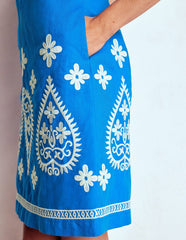 Boden Linen Blend Shift Dress - Kingfisher Blue