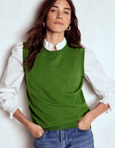 Boden Emilia Cotton Crew Neck Vest - Promenade Green