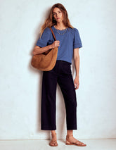 Boden Mila Lace Trim Top - Denim Blue