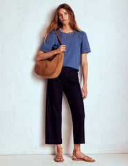 Boden Mila Lace Trim Top - Denim Blue