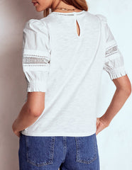 Boden Lottie Puff Sleeve Top - White