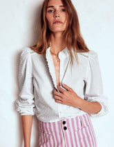 Boden Helena Cotton Dobby Top - White