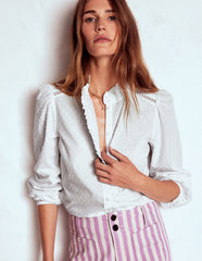 Boden Helena Cotton Dobby Top - White
