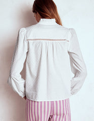 Boden Helena Cotton Dobby Top - White