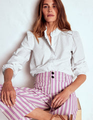 Boden Helena Cotton Dobby Top - White