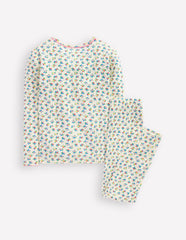 Boden Snug Henley Pajamas - Soft Ivory Spring Ditsy