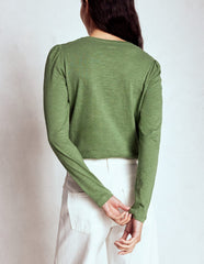 Boden Cotton Crew Long Sleeve Top - Safari Green