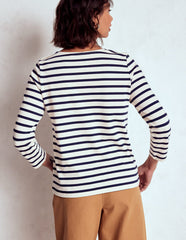 Boden Button Mariner Breton - Ivory and Navy Stripe