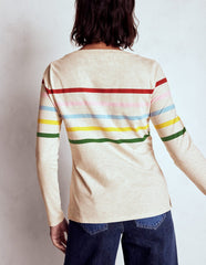 Boden Olivia Long Sleeve Breton - Oatmeal Marl Placed Breton