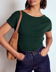 Boden Supersoft Boat Neck T-shirt - Green Pine