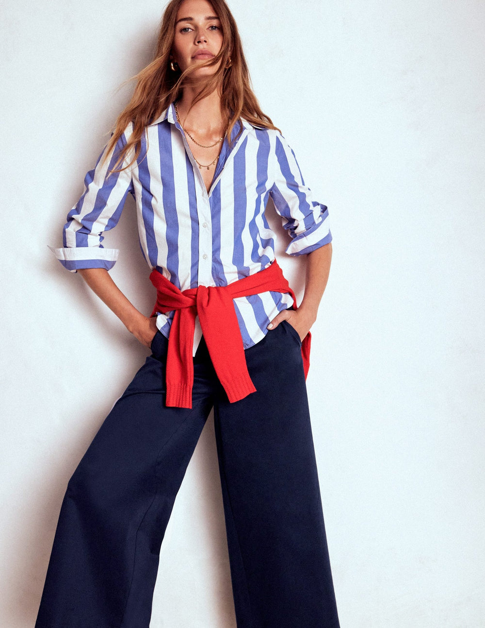Boden Pull - on Cropped Pants - Navy