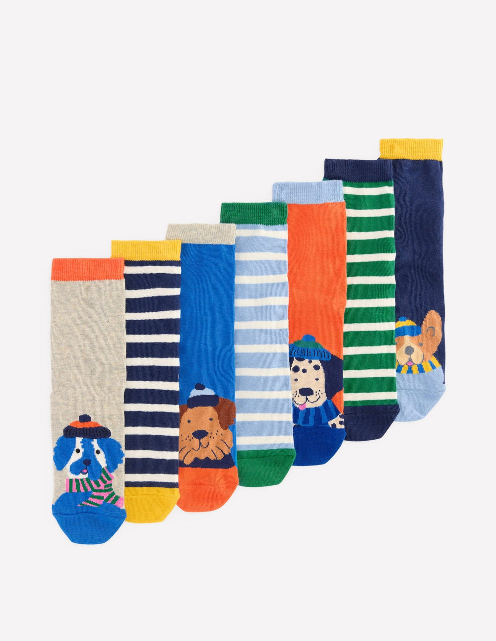 Boden Socks 7 Pack - Dog Stripe