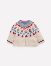 Boden Edie Fair Isle Cardigan - Ecru Marl Flowers