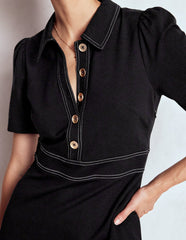 Boden Nicolette Ponte Shirt Dress - Black