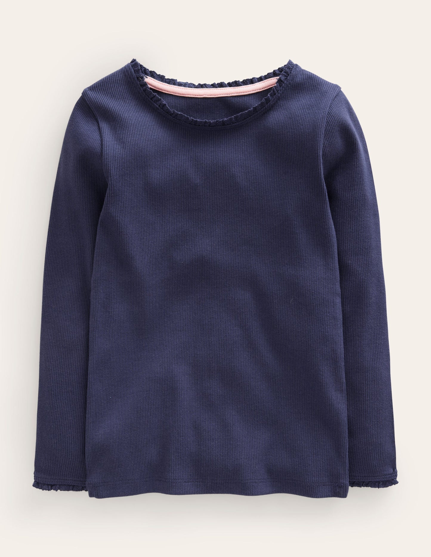 Boden Ribbed Long Sleeve T-shirt - Starboard Blue