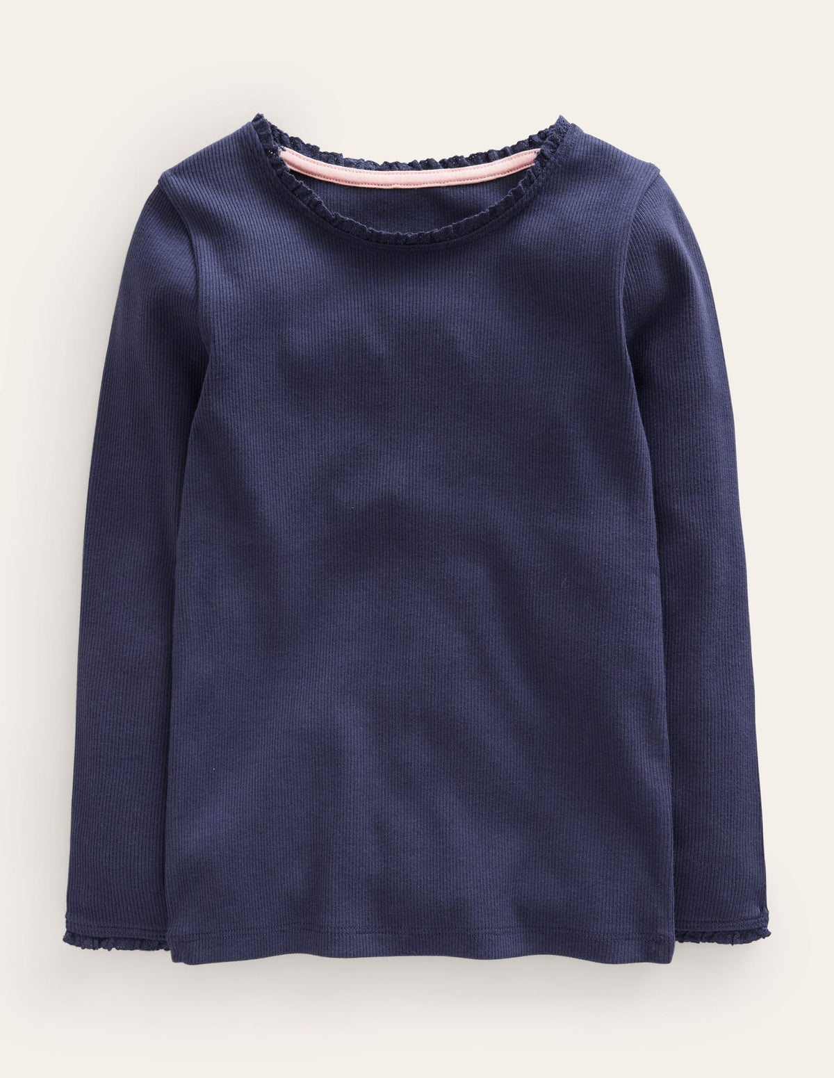 Boden Ribbed Long Sleeve T-shirt - Starboard Blue