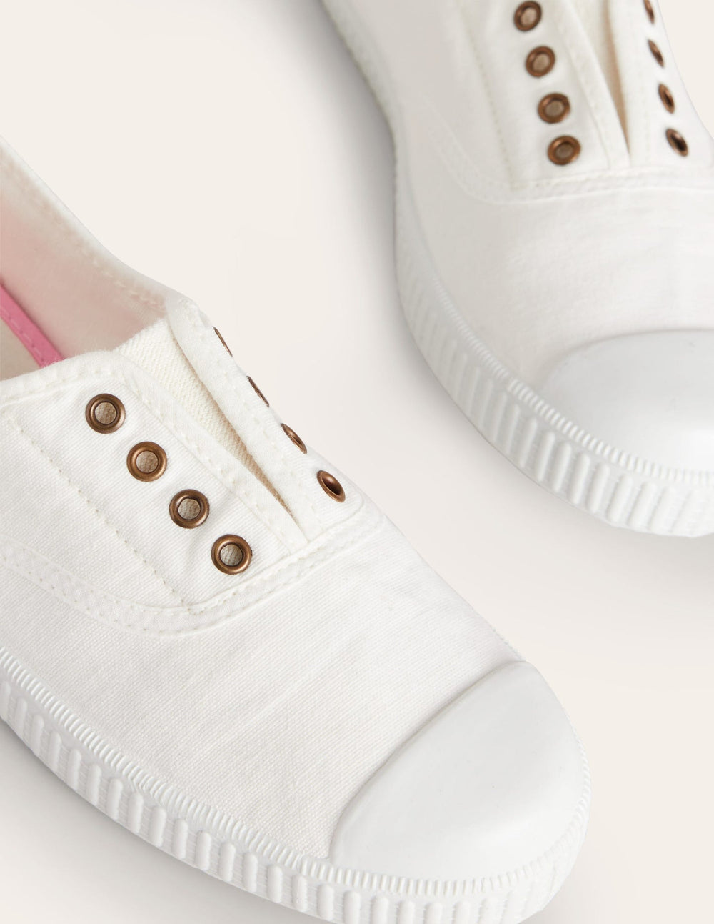 Boden Laceless Canvas Plimsoll - Ivory