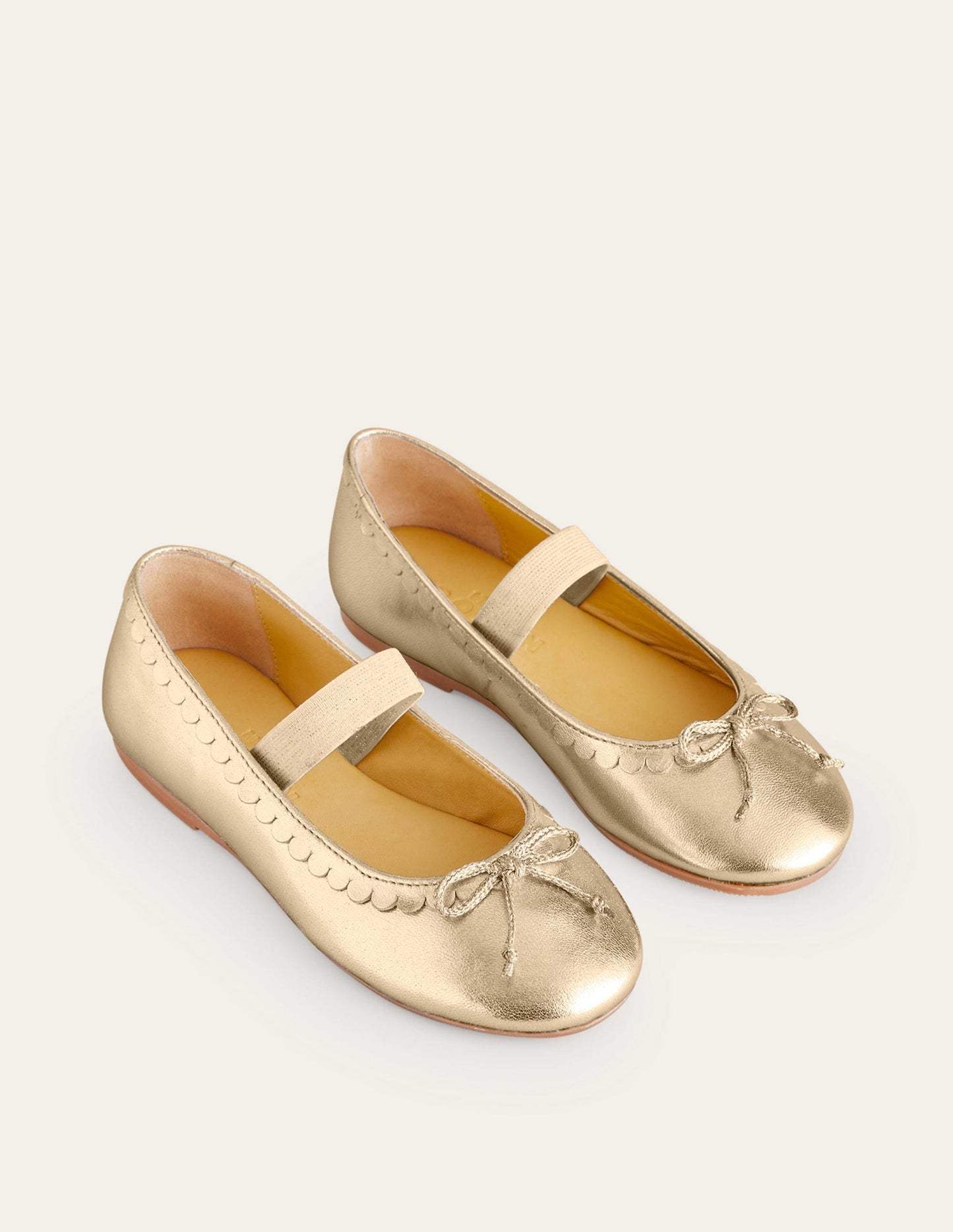 Boden Leather Ballet Flats - Gold Metallic