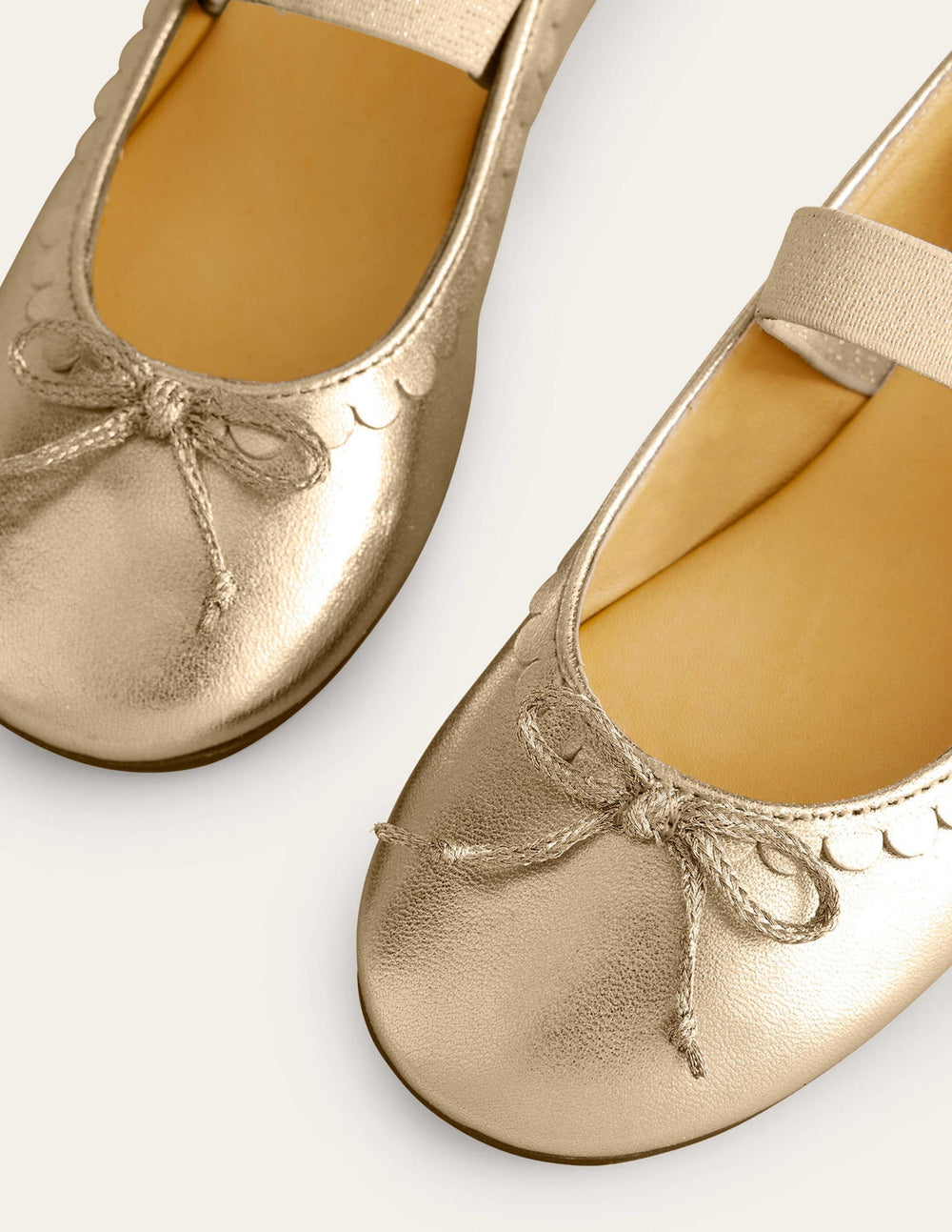 Boden Leather Ballet Flats - Gold Metallic