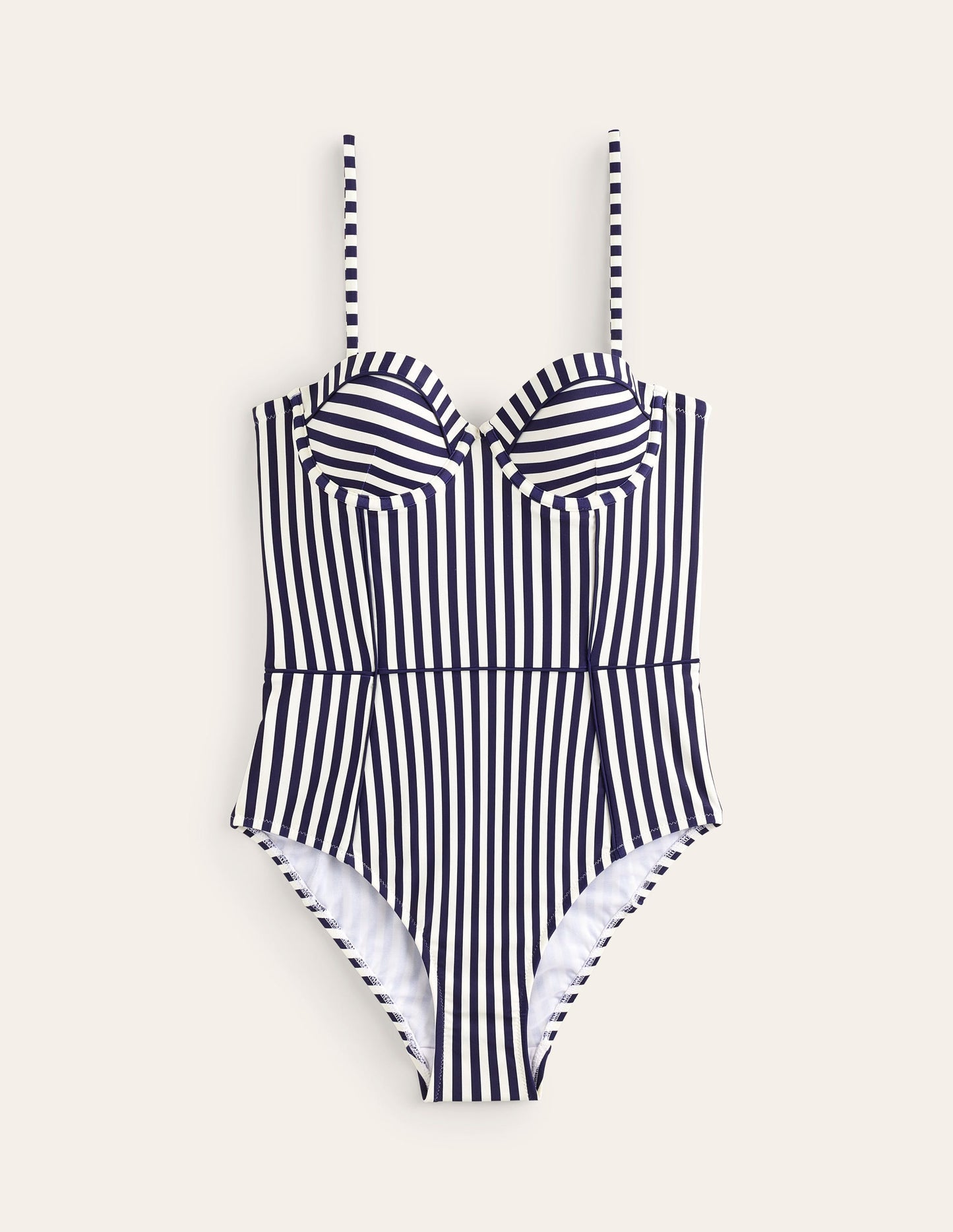 Boden Rhodes Cup - Size Swimsuit - Navy, Ivory Stripe