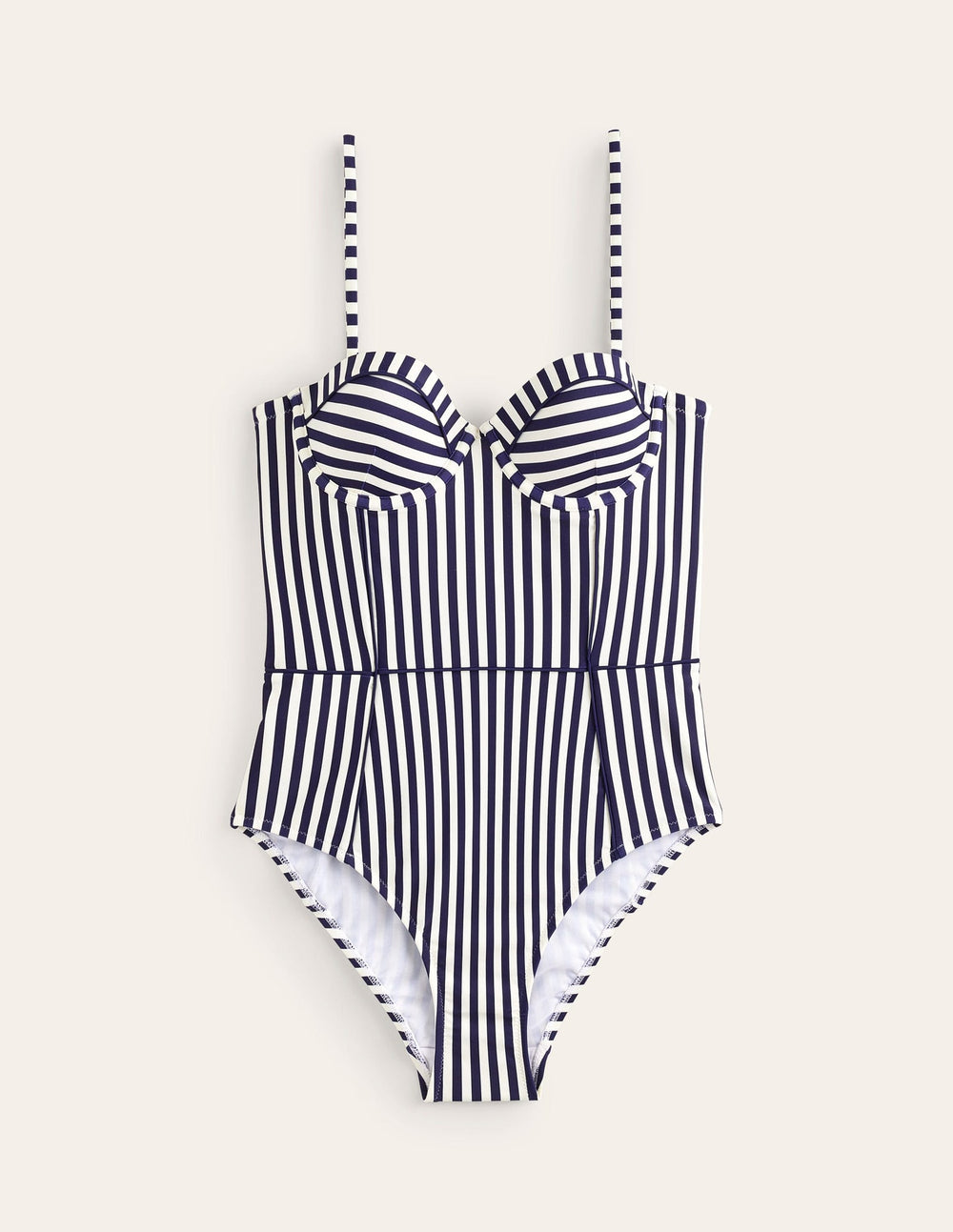 Boden Rhodes Cup - Size Swimsuit - Navy, Ivory Stripe