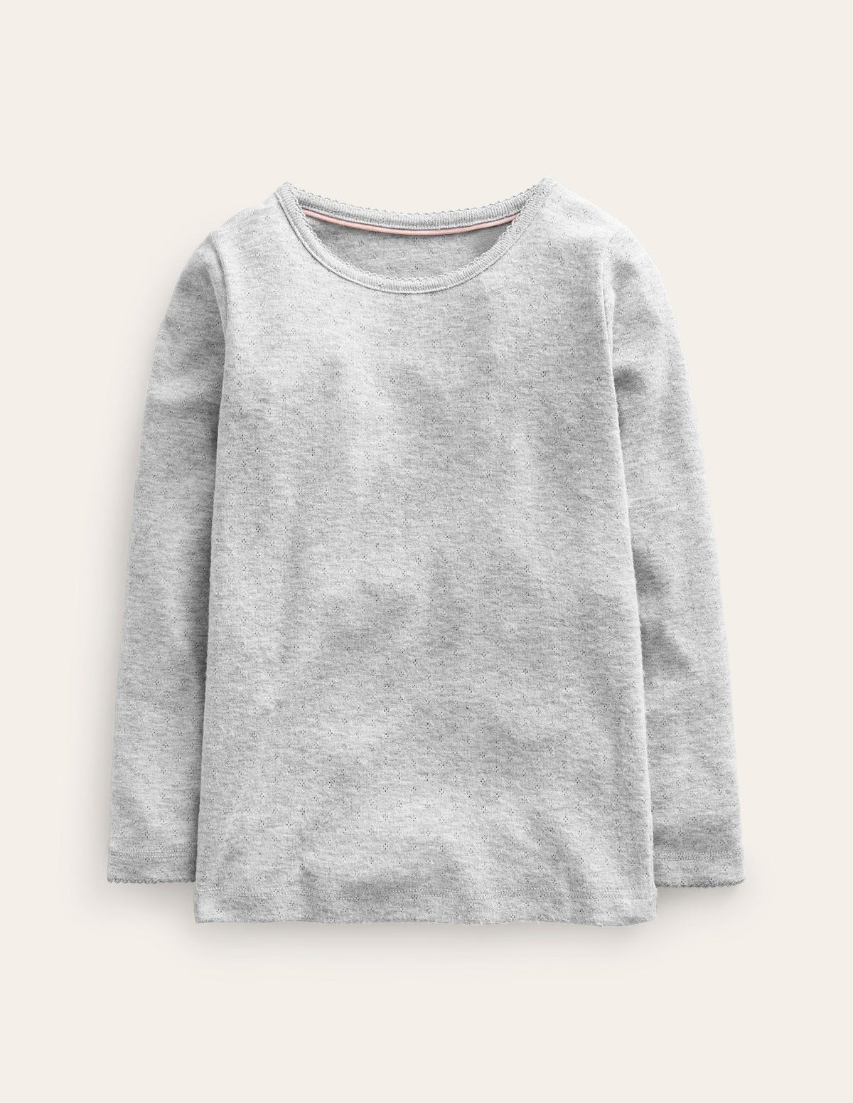 Boden Long Sleeve Pointelle Top - Grey Marl
