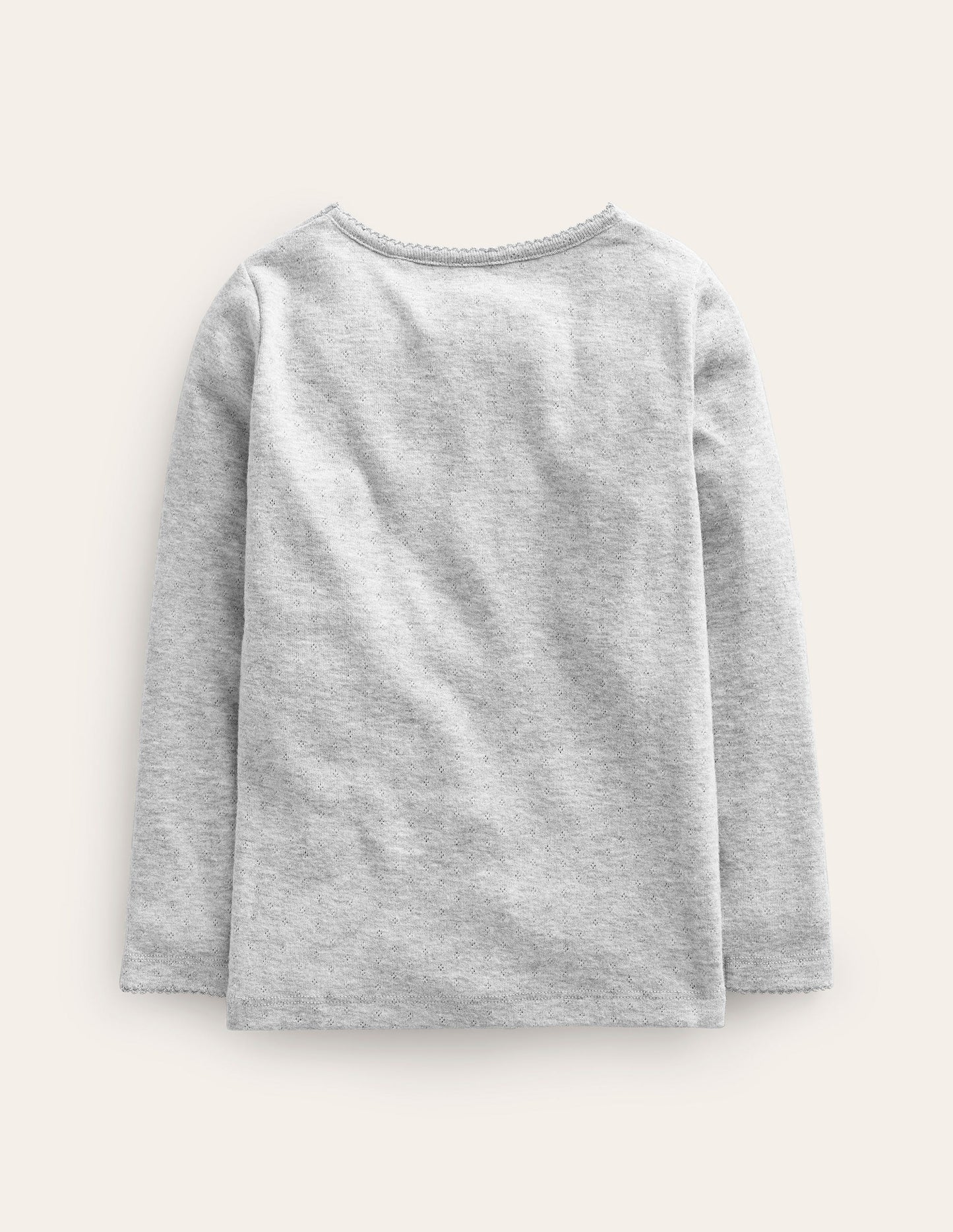 Boden Long Sleeve Pointelle Top - Grey Marl