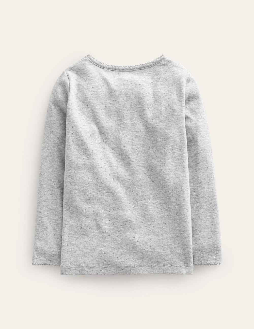 Boden Long Sleeve Pointelle Top - Grey Marl