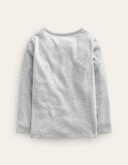 Boden Long Sleeve Pointelle Top - Grey Marl