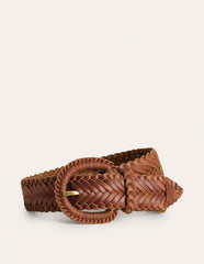 Boden Woven Leather Belt - Tan