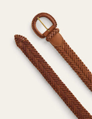 Boden Woven Leather Belt - Tan