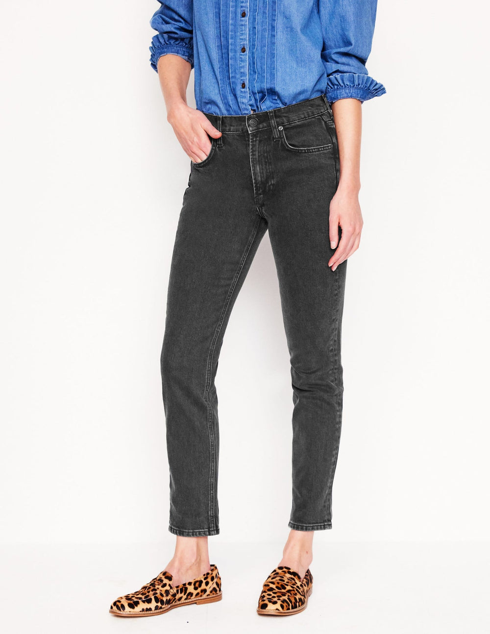 Boden Girlfriend Jeans - Washed Black
