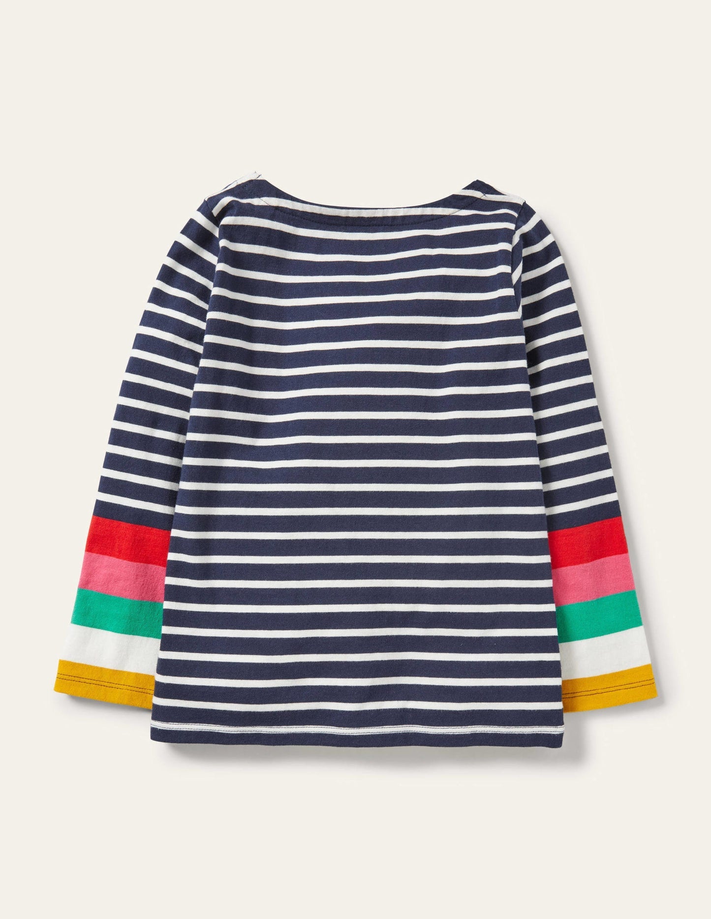 Boden Fun Breton - Ivory/Starboard Navy Rainbow