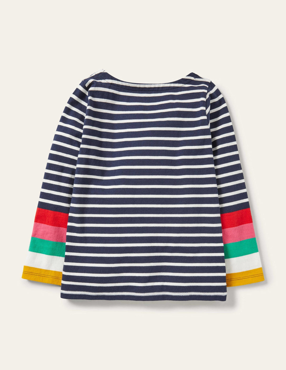 Boden Fun Breton - Ivory/Starboard Navy Rainbow