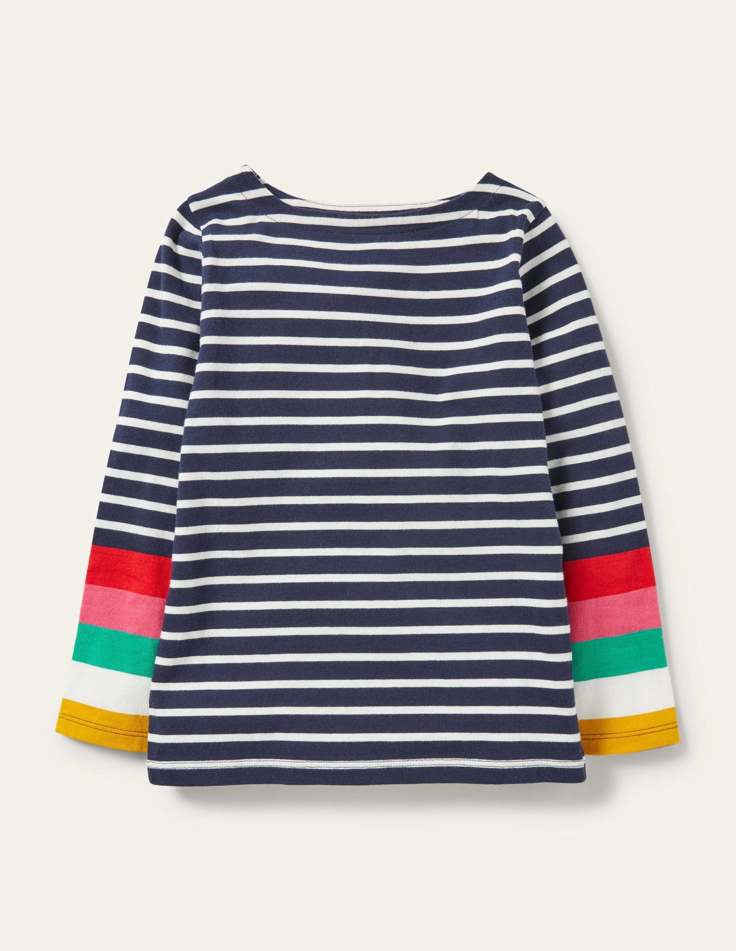 Boden Fun Breton - Ivory/Starboard Navy Rainbow