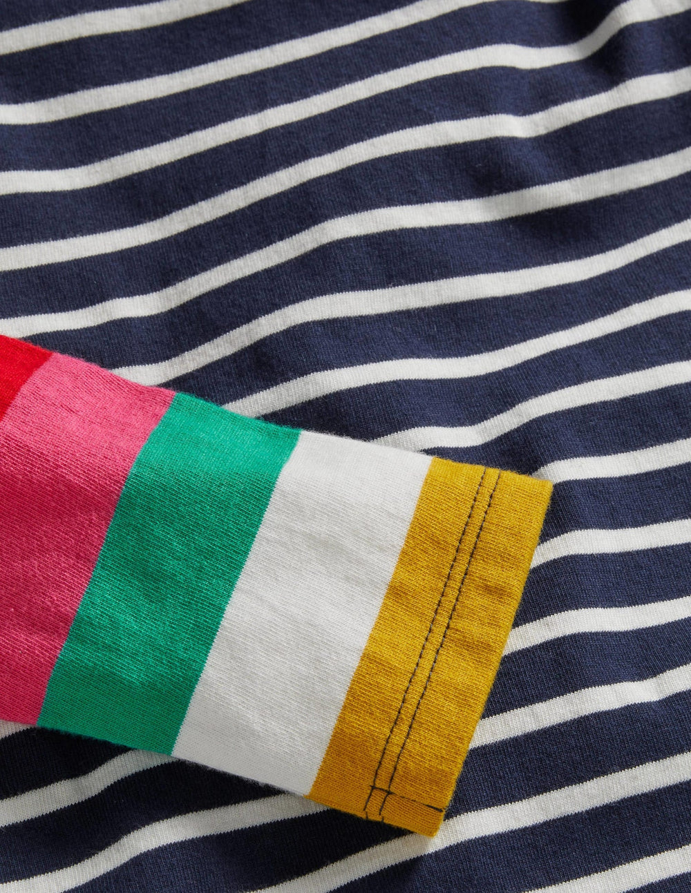 Boden Fun Breton - Ivory/Starboard Navy Rainbow