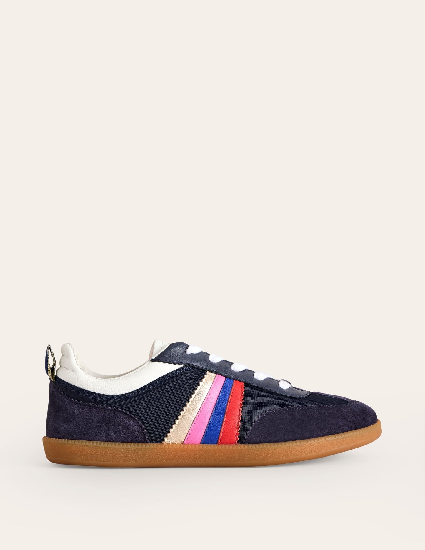 Boden Erin Retro Tennis Trainers - Navy/Rainbow
