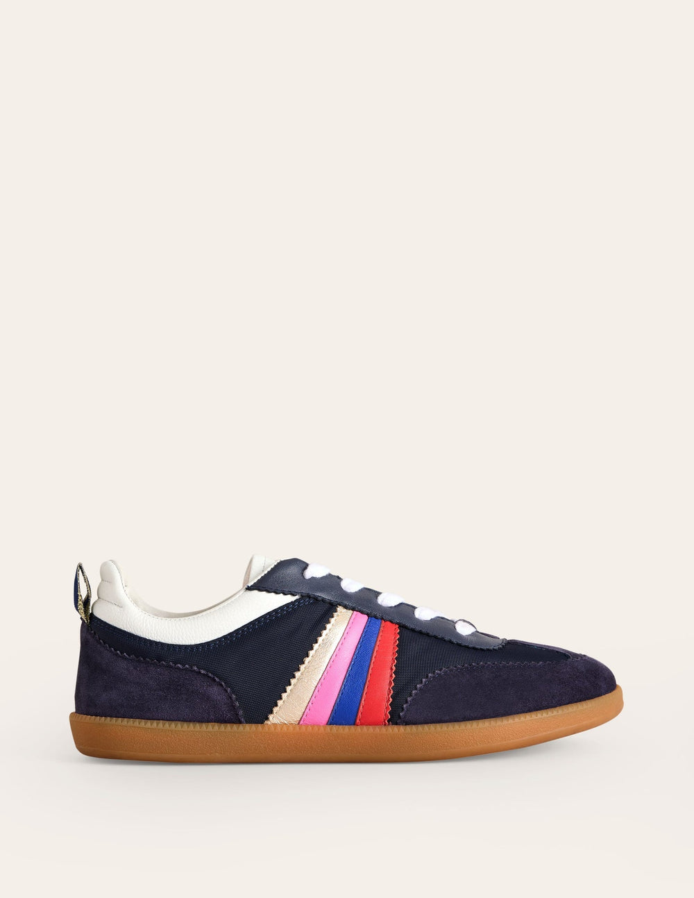Boden Erin Retro Tennis Trainers - Navy/Rainbow
