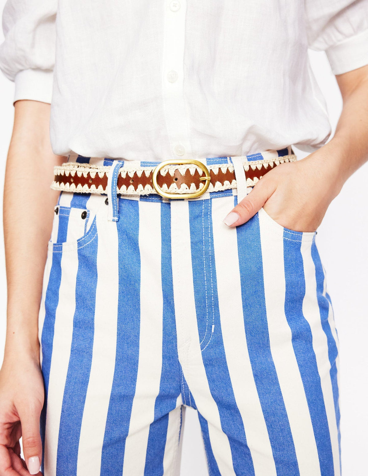 Boden Whipstitch Classic Belt - Tan