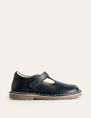 Boden Leather T - bar Flats - Navy