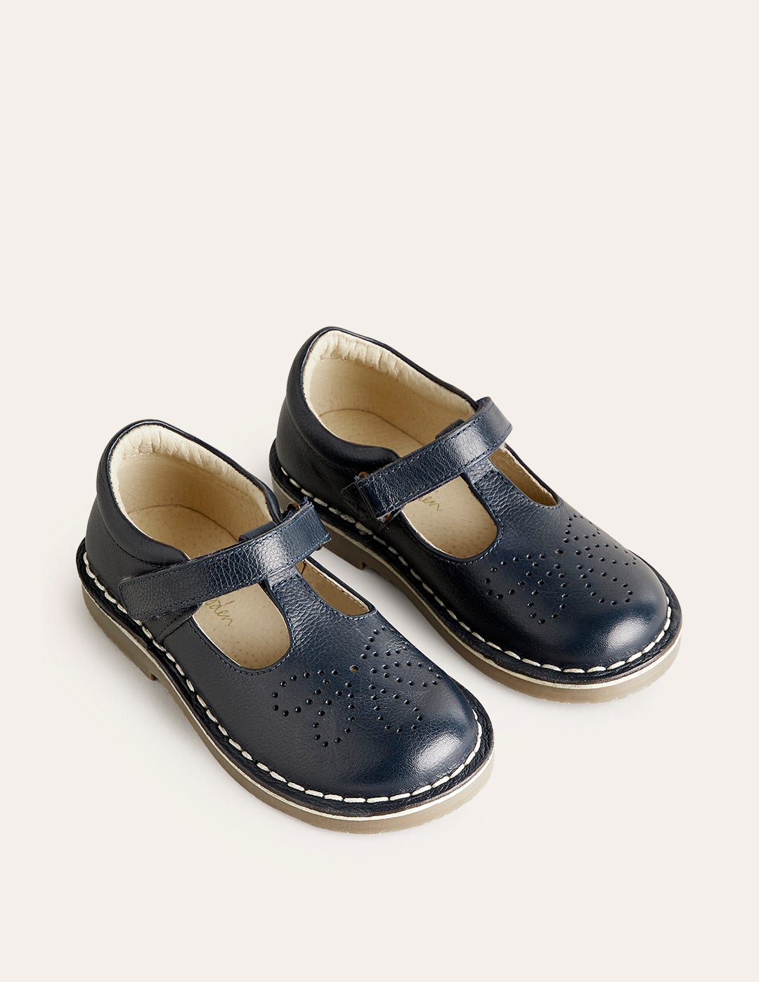 Boden Leather T - bar Flats - Navy