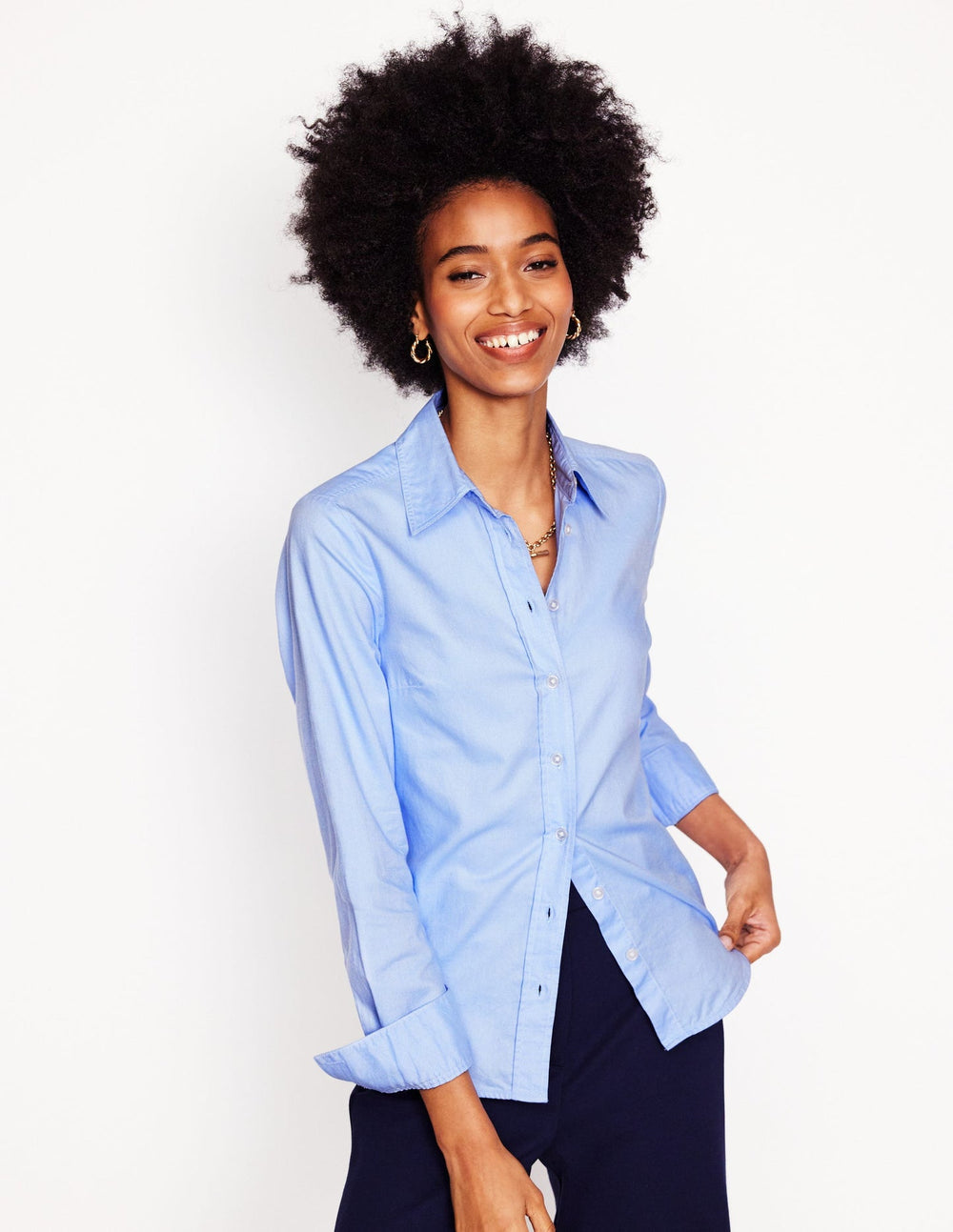 Boden Sienna Cotton Shirt - Blue Oxford