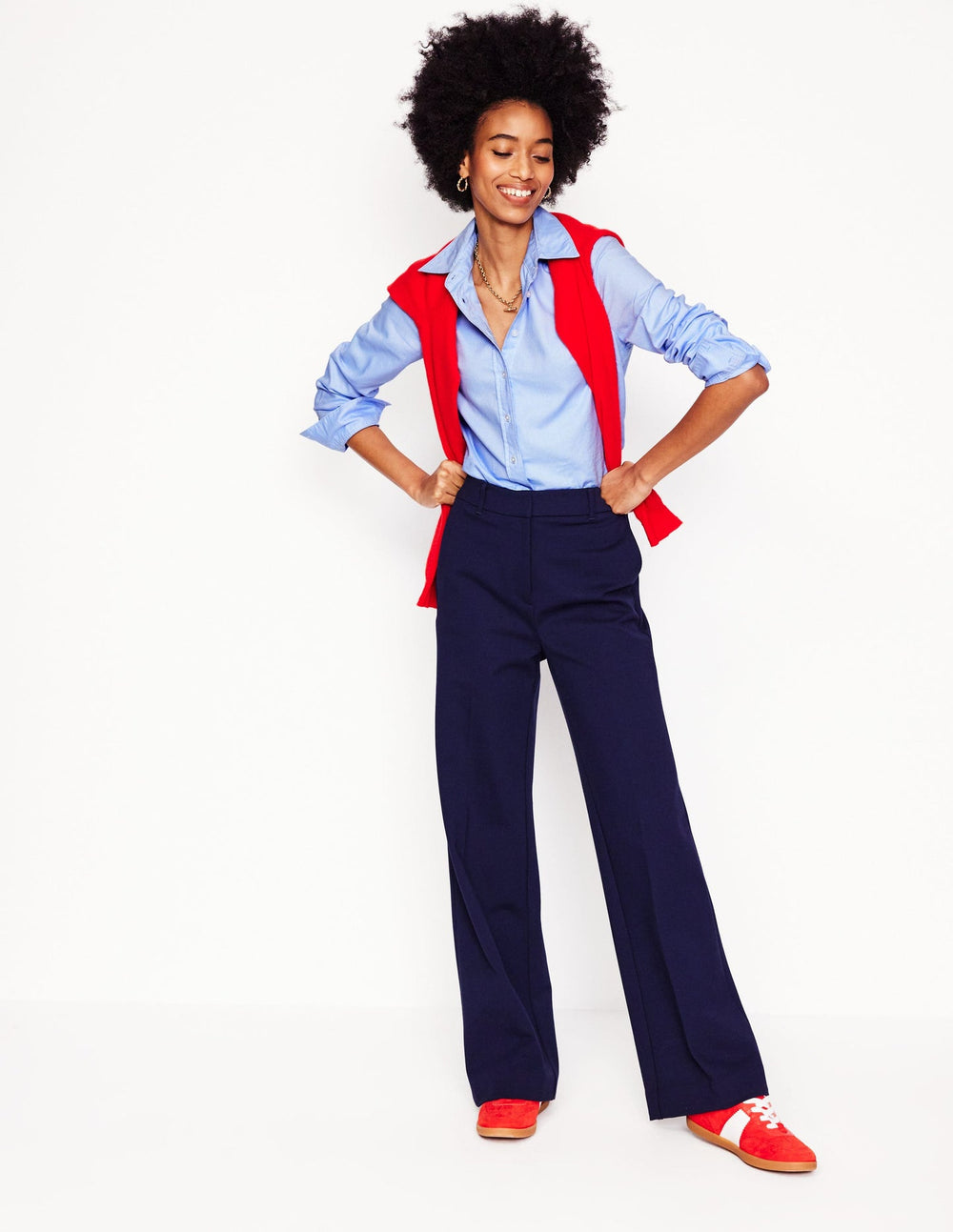 Boden Sienna Cotton Shirt - Blue Oxford